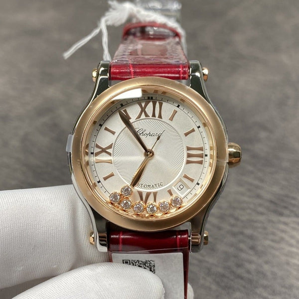 HAPPY DIAMOND 36 TWO-TONE LEATHER STRAP