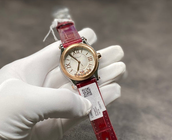 HAPPY DIAMOND 36 TWO-TONE LEATHER STRAP