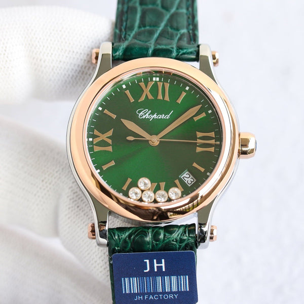 HAPPY SPORT 36MM AUTOMATIC GOLD BEZEL GREEN DIAL