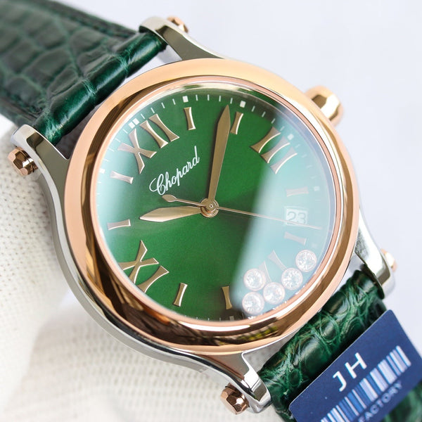 HAPPY SPORT 36MM AUTOMATIC GOLD BEZEL GREEN DIAL
