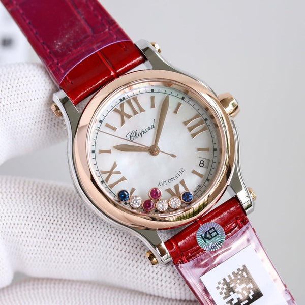HAPPY SPORT 36MM AUTOMATIC ROSE GOLD BEZEL WHITE DIAL