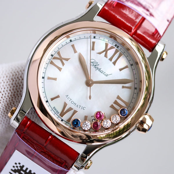 HAPPY SPORT 36MM AUTOMATIC ROSE GOLD BEZEL WHITE DIAL