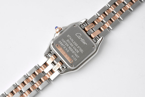 PANTHERE DE CARTIE 22MM QUARTZ ROSE GOLD STEEL WHITE DIAL