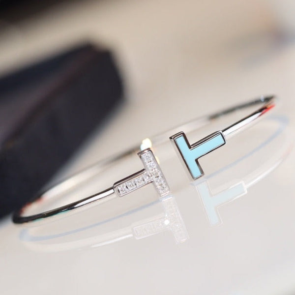 T BRACELET 1.8MM TURQUOISE DIAMOND SILVER
