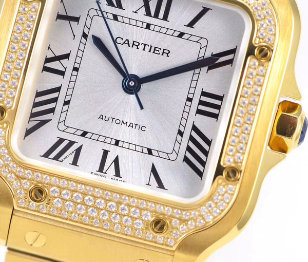 SANTOS LADY 35.1MM AUTOMATIC GOLD DIAMOND BEZEL