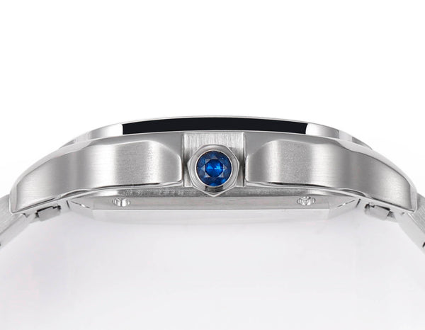 SANTOS LADY 35.1MM STEEL CASE BLUE DIAL DIAMOND BEZEL