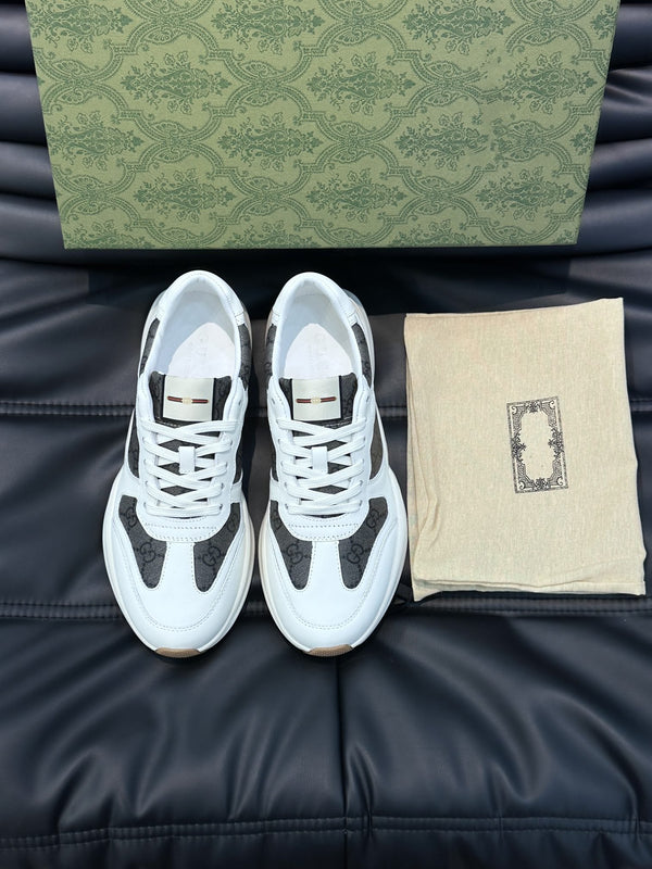 GG RETRO RHYTON SNEAKERS SHOES BLACK WHITE