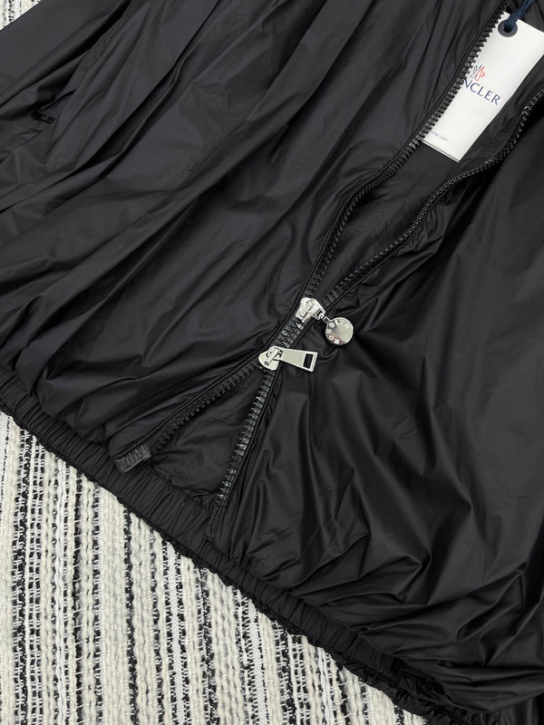 Moncle 25 Stand-Up Collar Double Zip Jacket Black Cotton and Polyester  267979