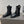 CC 25S Round-Toe Zippered Ankle Boots in Black Glossy Cowhide and Embroidered Latticework 442502