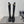 CC 25S Round Toe Mid-Heel Zippered High Boots in Black Glossy Cowhide and Embroidered Latticework 442492