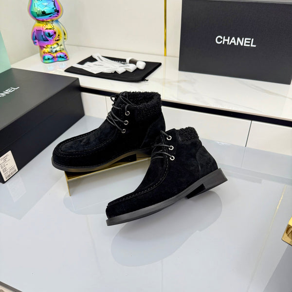 CC 25 Ankle Boots Black Suede Cowhide and Tweed 454710