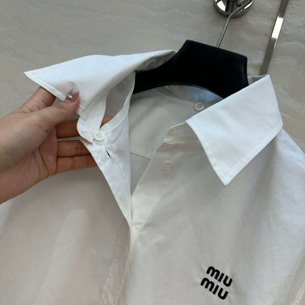 Miumiu Detachable Cuff and Collar Shirt White Cotton
