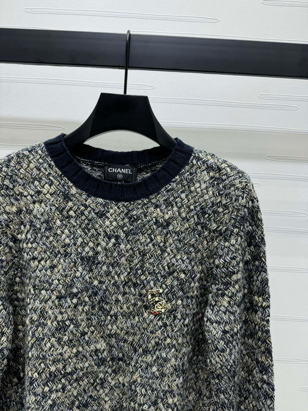 CC 25 Contrast Color Sweater 5 Brooch Gray Wool 305409