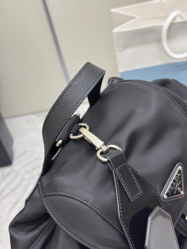 Pra Backpack Glossy Leather Strap Black Re-Nylon 267403