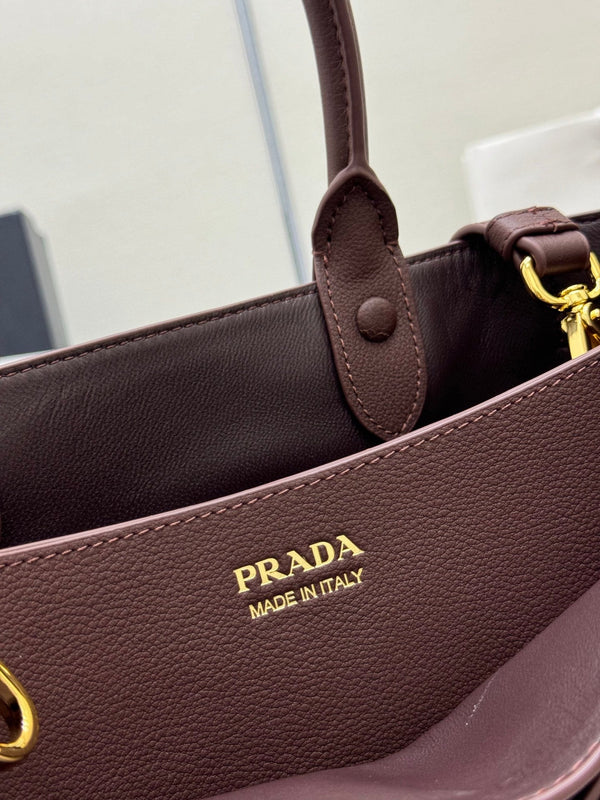 Pra Double Shopping Bag 32cm Brown Date Cowhide 267276