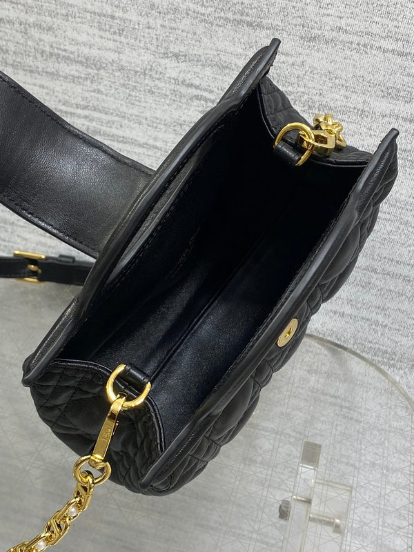 CD Jolie Top Handle Mini Chain Bag 19cm Black Cowhide