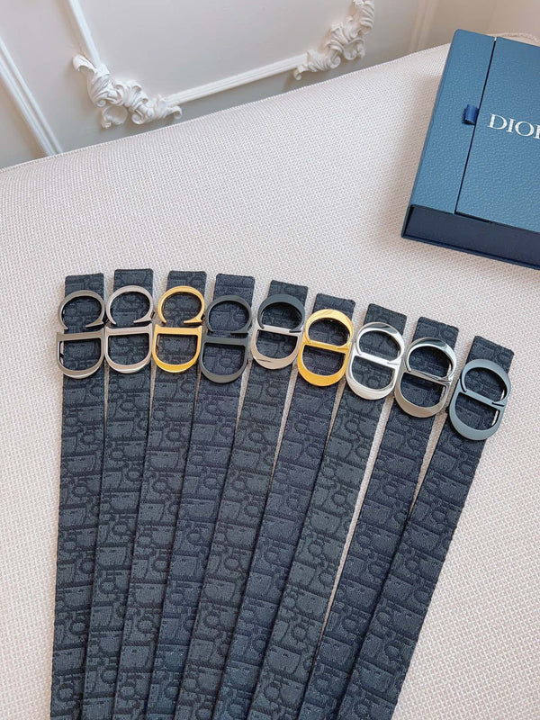CD Belt 35mm Black Canvas Calfskin Black Logo Buckle