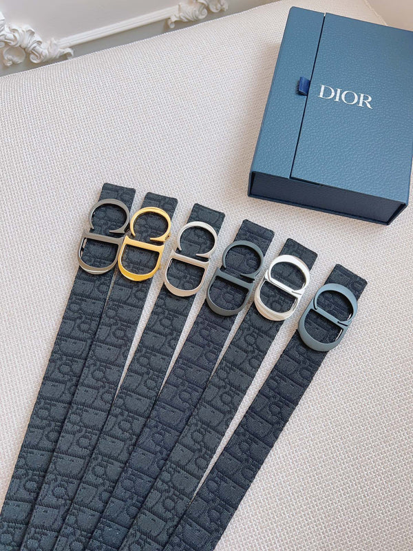 CD Belt 35mm Black Canvas Calfskin Black Buckle