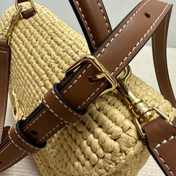 Celin Teen Nino Triumphal Arch Raffia Woven Handbag 128751