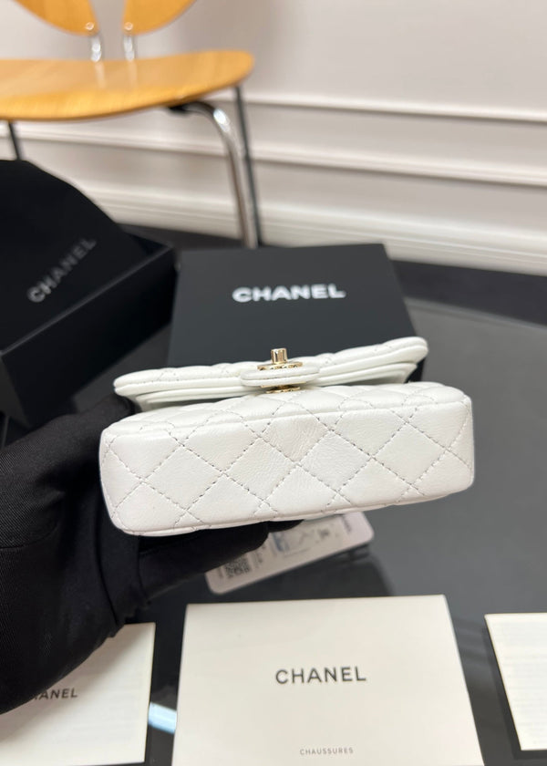 CC 25A Super Mini Bag 12.5cm White Lambskin