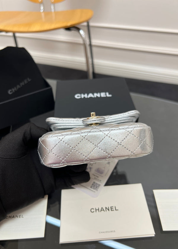 CC 25A Super Mini Bag 12.5cm Silver Lambskin