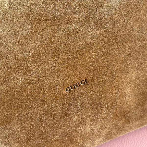 GG 25FW Beatrix Handbag 40cm Brown Suede GHW