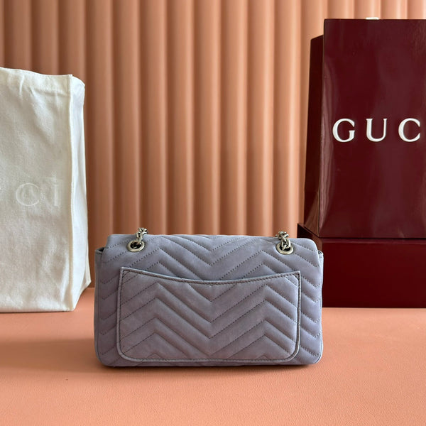 GG Marmont Double-G 26cm Gray Suede