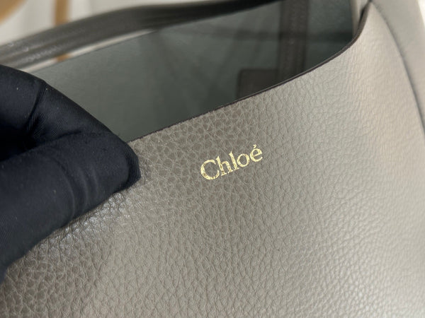 Chloe Spin Tote Bag Large 35cm Grey Calfskin 272279