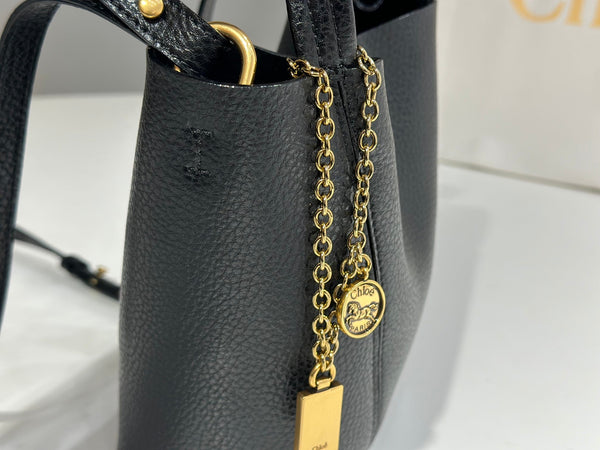Chloe Spin Tote Bag Small 18cm Black Calfskin 272275