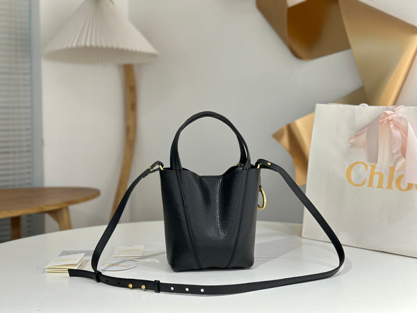 Chloe Spin Tote Bag Small 18cm Black Calfskin 272275