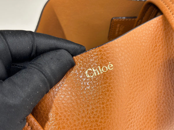 Chloe Spin Tote Bag Medium 27cm Brown Calfskin 272216