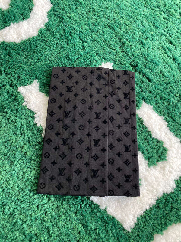 LV monogram logo flocked black pantyhose