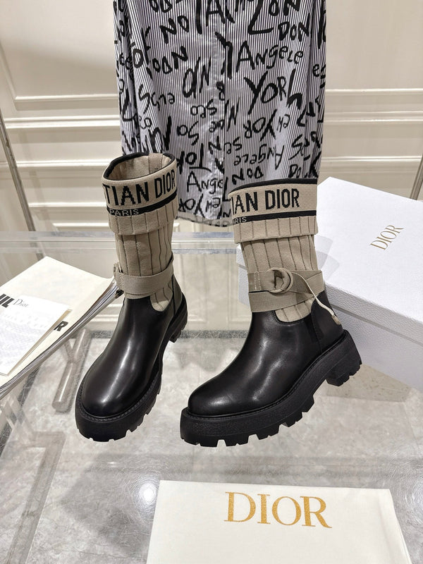 CD Short Stocking Riding Boots Taupe Black Cowhide 565791