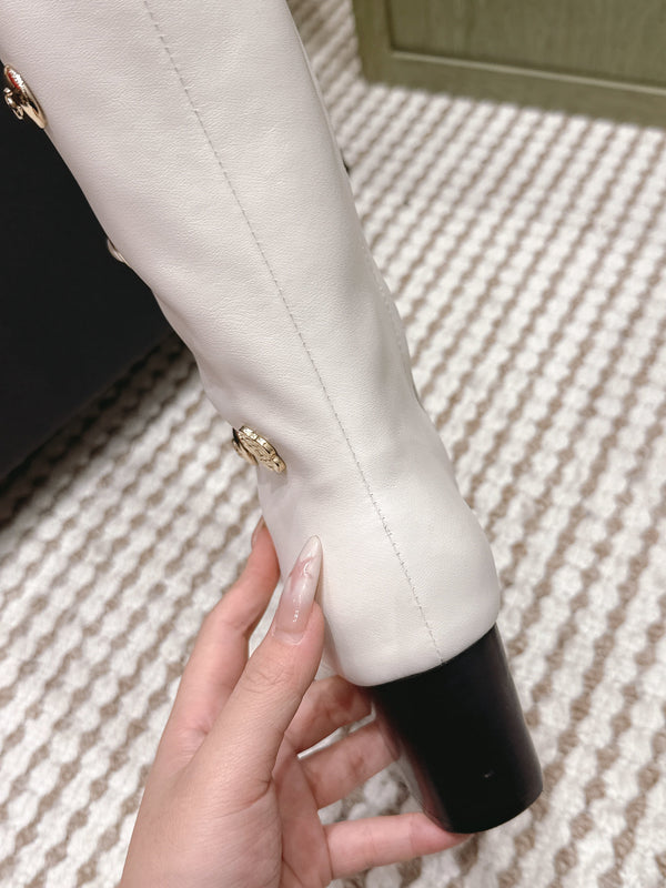 Chanel Riding Boots  White Lambskin 567791