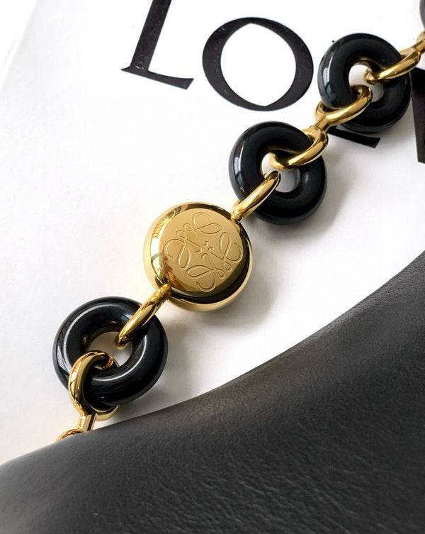 Loewe Ola Handbag Medium 26cm in Black Silver Calfskin  274220