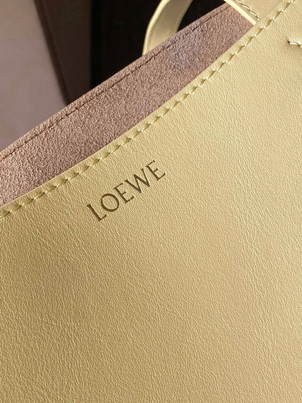 LOE 31 Medium Puzzle Fold Tote In Sunflower Butter Glossy Cowhide 274313