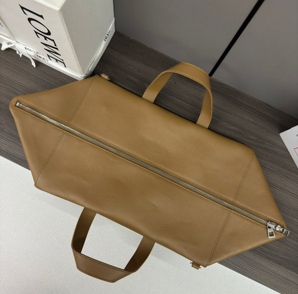 Loewe Puzzle Fold Handbag in Glossy Brown Cowhide Leather 274274