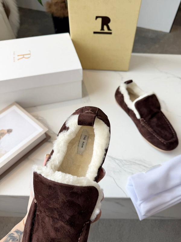 The Row 2025 Autumn/Winter New Slip-on Wool Loafers Brown 576846