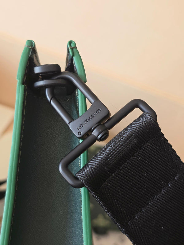 LV Collaboration Suit Clip Dark Green Monogram Canvas Calfskin 274800