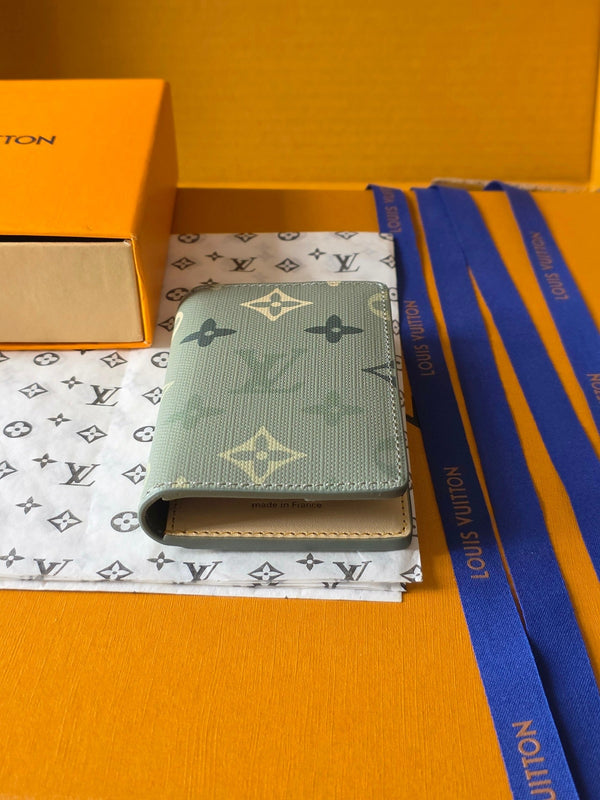 Lv Card Holder 11 Camouflage Green PVC Fabric with Leather 274819