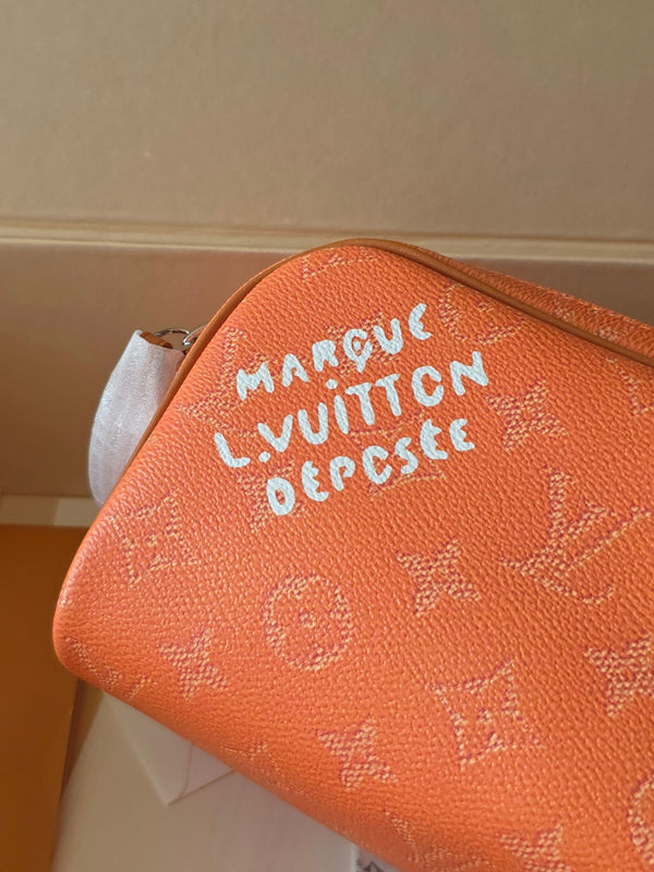 LV Dopp Kit Toilet Pouch Orange Monogram Canvas 274857