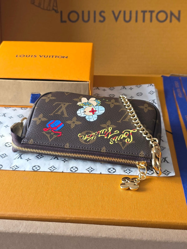 LV Chrismas Collection Mini Pochette Accessoires clutch bag Brown Monogram Canvas 274915