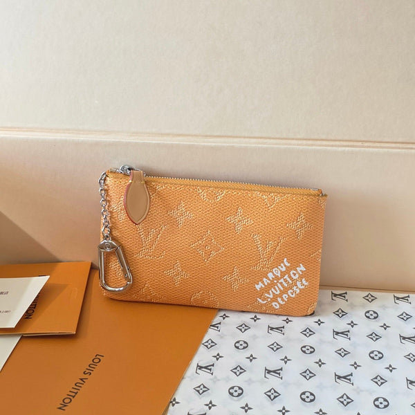 LV Key Pouch S Yellow PVC Fabric with Leather 275144