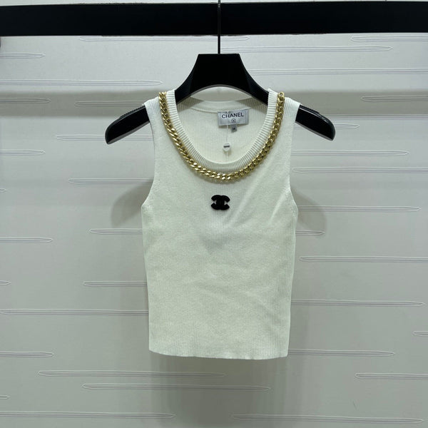 CHANEL 26 CHAIN KNIT VEST BLACK WOOL 335389