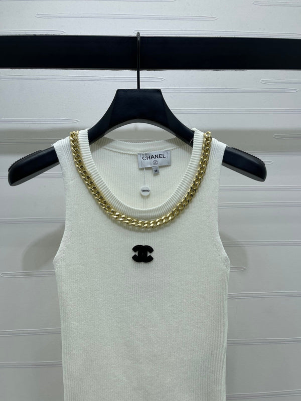 CHANEL 26 CHAIN KNIT VEST BLACK WOOL 335389