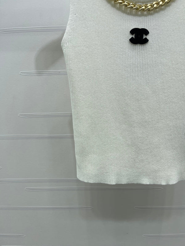 CHANEL 26 CHAIN KNIT VEST BLACK WOOL 335389