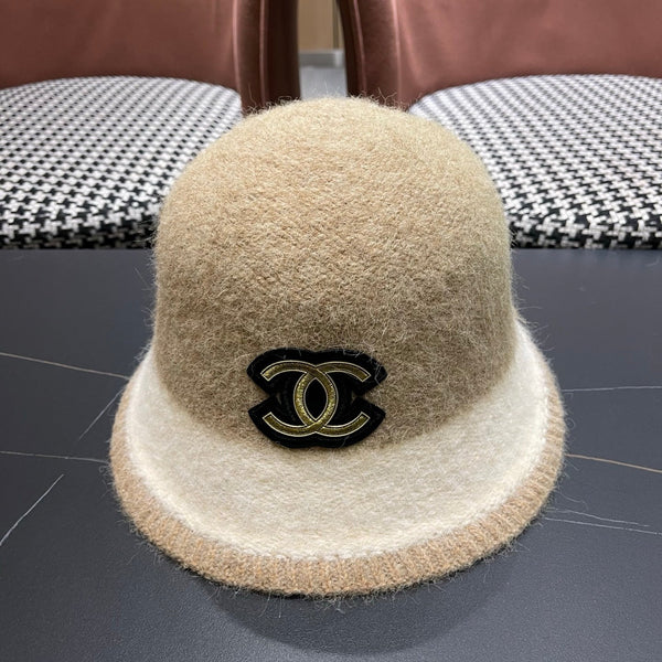Chanel Women's Plush Bucket Beige mix Ivory Hat 980040