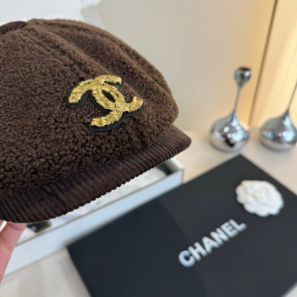 Chanel Wool Cap Brown in Fibrous 980126