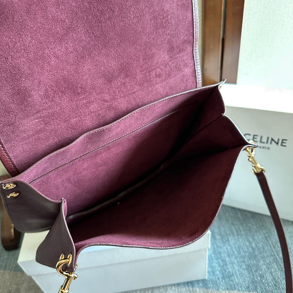 Celine Besace Soft Triome Burgundy Handbag in Lambskin 276303
