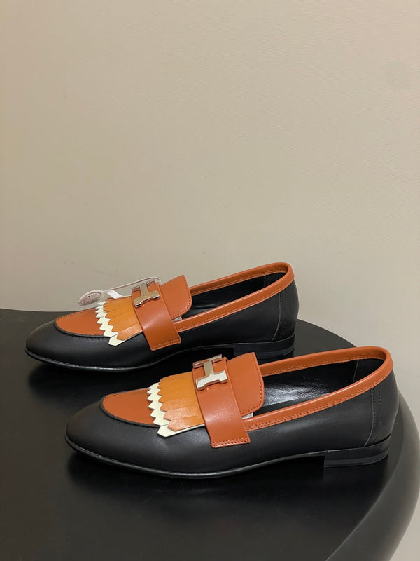HM Royal Loafers Black Orange in Calfskin 594332